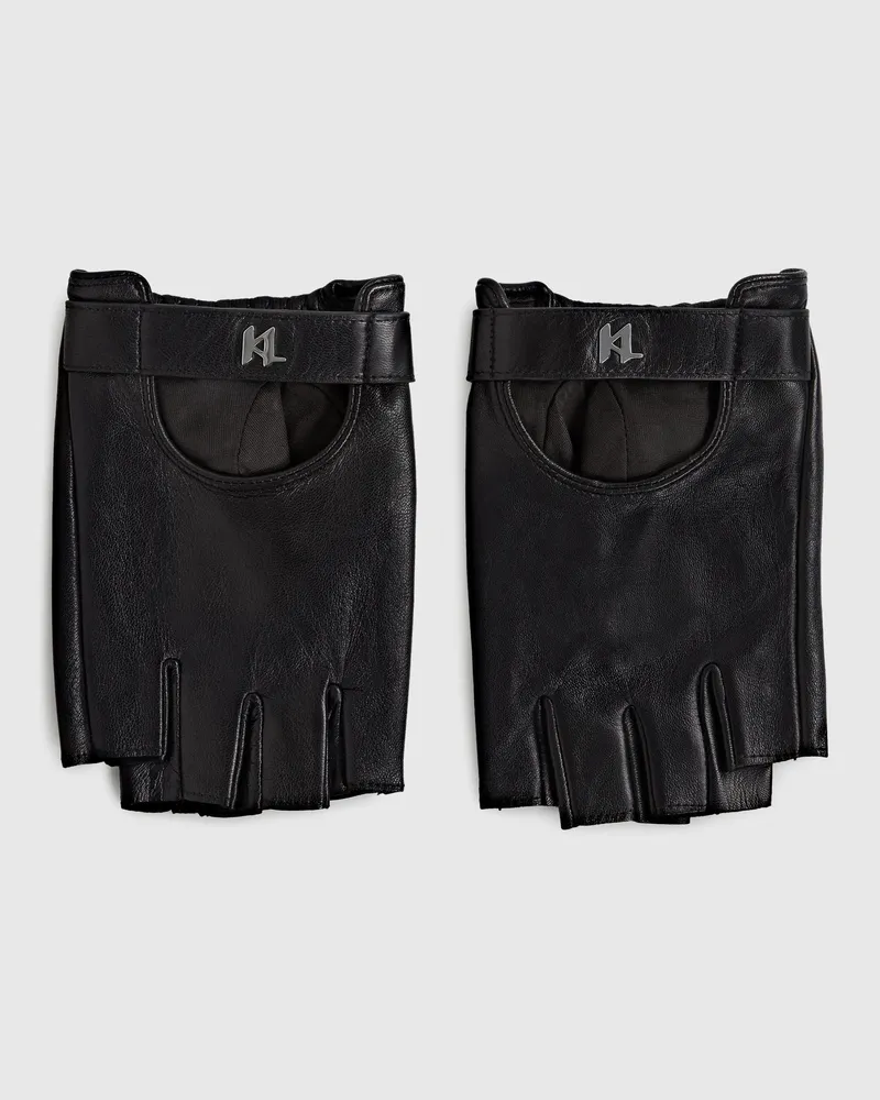 Karl Lagerfeld K/monogram Fingerlose Handschuhe, Male, Schwarz, Size Black