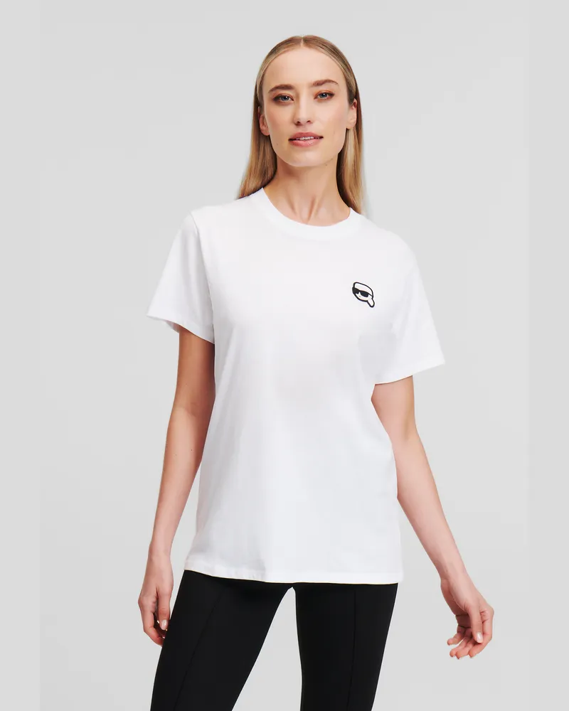 Karl Lagerfeld Ikon T-shirt Mit Aufnäher, Frau, Weiss, Größe Weiss