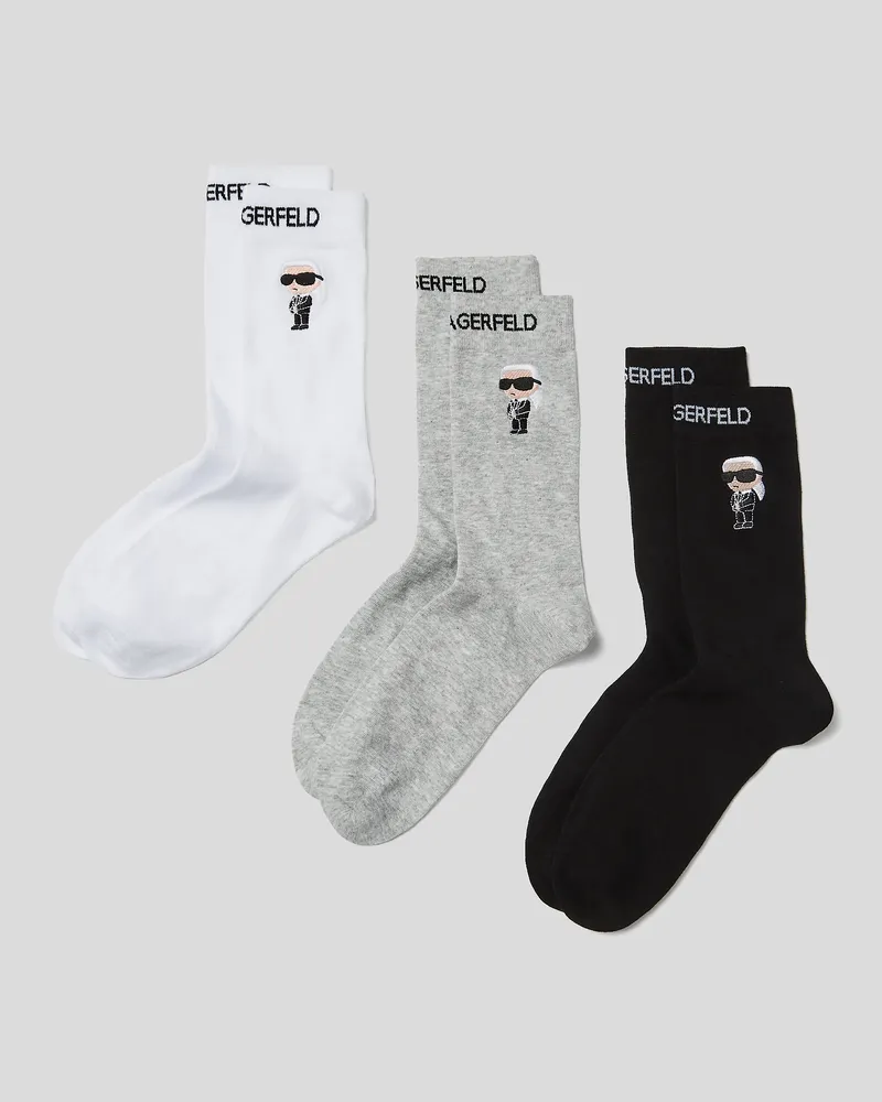 Karl Lagerfeld Ikon Socken 3er-pack, Mann, Schwarz/Weiss/Grau, Größe Schwarz
