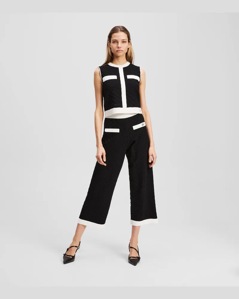 Karl Lagerfeld Strickhose Mit Kontrastierender Paspelierung, Frau, Schwarz, Größe Schwarz