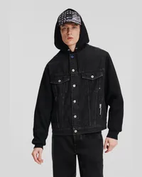 Karl Lagerfeld Klj jeansjacke aus Material-mix, Mann, Schwarz Gewaschen/schwarz Schwarz