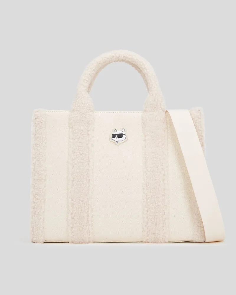 Karl Lagerfeld K/ikonik choupette-shopper aus Lammfell-imitat, Frau, Off White Off