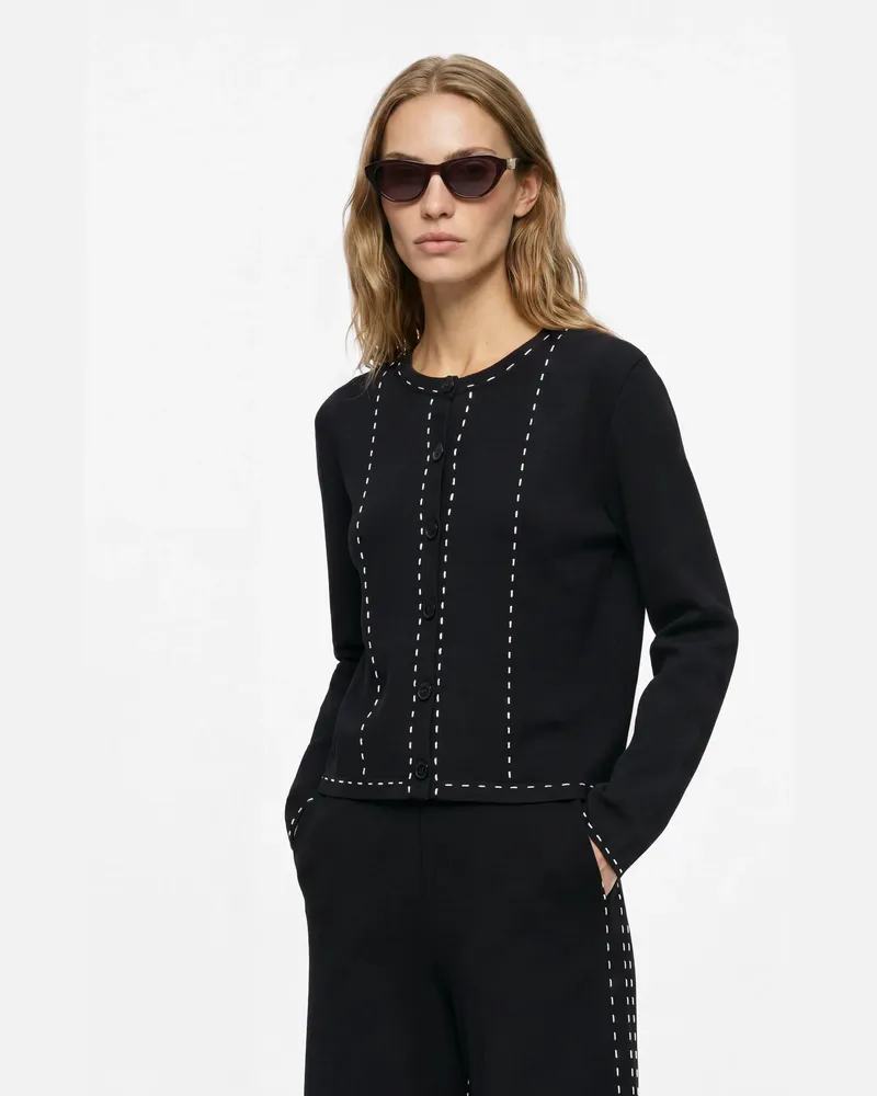 Karl Lagerfeld Strickjacke Mit Kontrastnähten, Female, Schwarz/weiss, Size Black