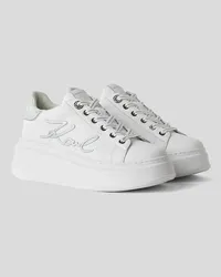 Karl Lagerfeld Anakapri signia Ledersneaker, Frau, Weiss/silber Weiss