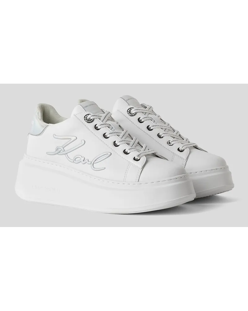 Karl Lagerfeld Anakapri signia Ledersneaker, Frau, Weiss/silber Weiss