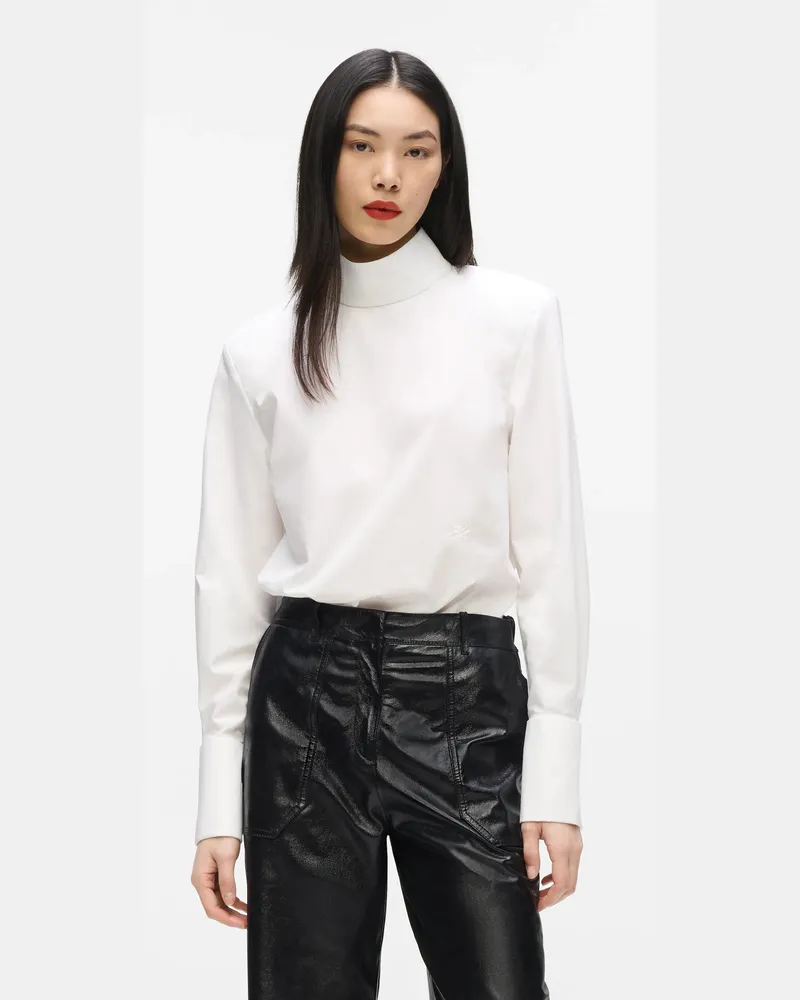 Karl Lagerfeld Bluse Mit Hohem Kragen, Damen, Weiss, Größe Weiss
