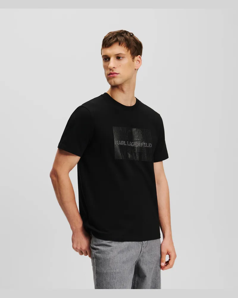Karl Lagerfeld T-shirt Mit Optischer Täuschung, Mann, Schwarz, Größe Schwarz