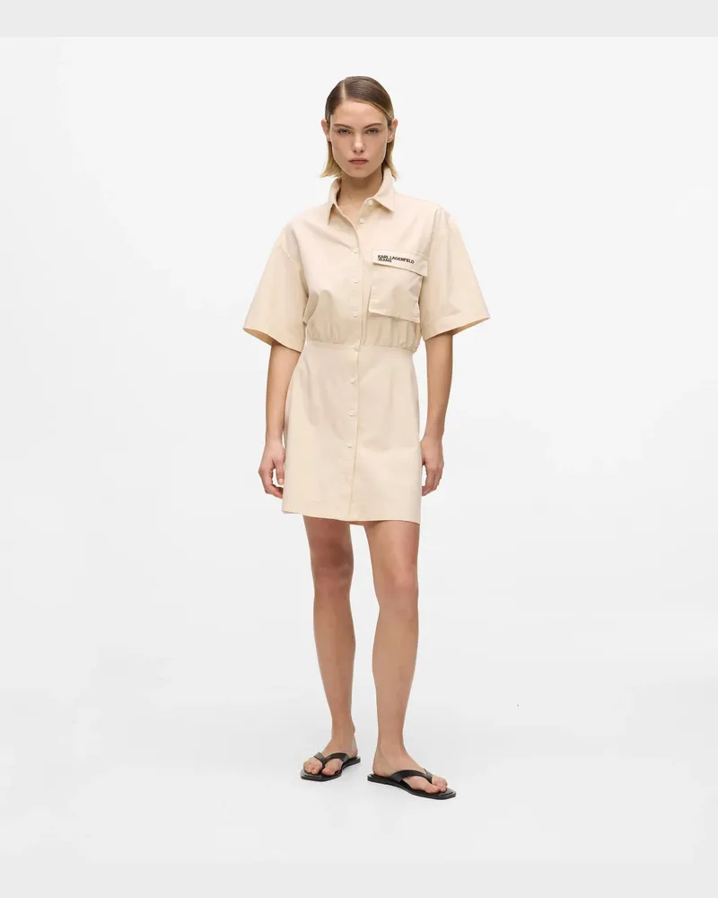 Karl Lagerfeld Kurzärmeliges Utility-kleid, Damen, Lorbeer-eiche, Größe: Xs Lorbeer-eiche