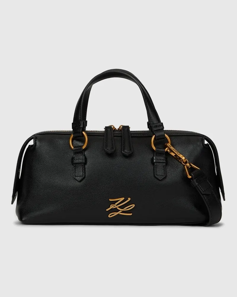 Karl Lagerfeld Längliche K/autograph Bowlingtasche, Damen, Schwarz/gold, Größe Schwarz