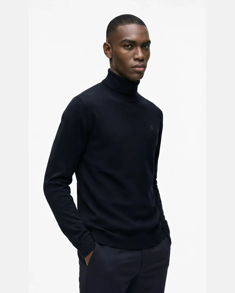 Karl Lagerfeld Rollkragenpullover Aus Wolle, Herren, Marineblau, Größe Marineblau