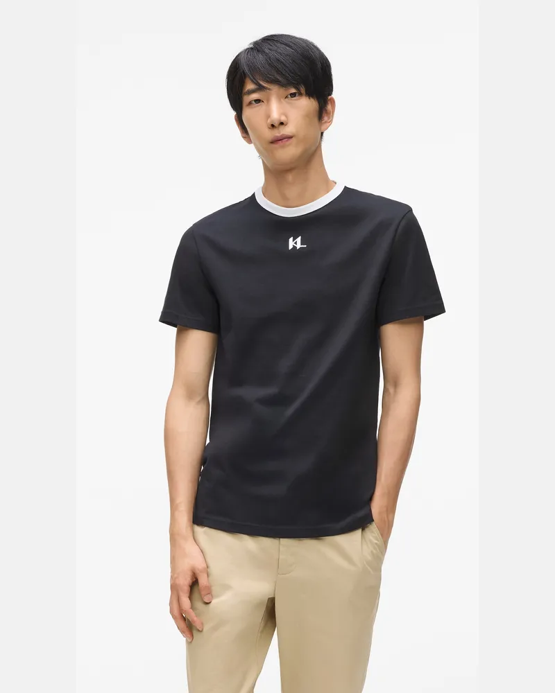 Karl Lagerfeld Monogram Schmal Geschnittenes T-shirt, Herren, Schwarz, Größe Schwarz