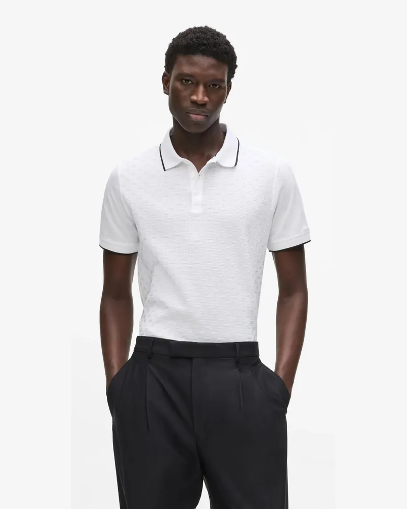 Karl Lagerfeld Strukturiertes Poloshirt, Herren, Weiss, Größe Weiss