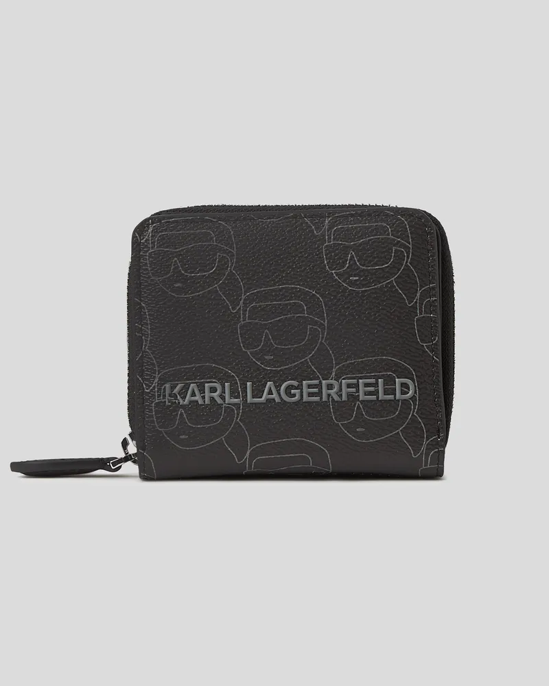 Karl Lagerfeld Ikon Monogram Mittelgrosse Geldbörse, Frau, NFT All-Over-Muster Schwarz, Größe Nft
