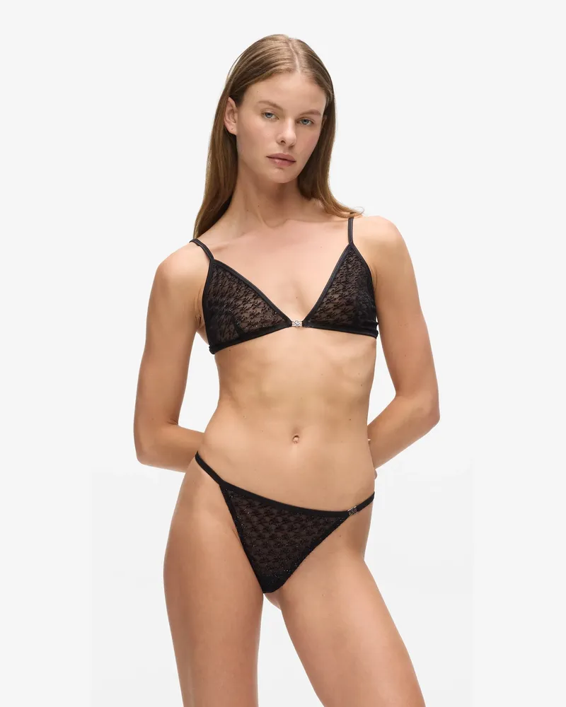 Karl Lagerfeld Autograph-tanga Aus Netzstoff, Damen, Netz, Größe Netz