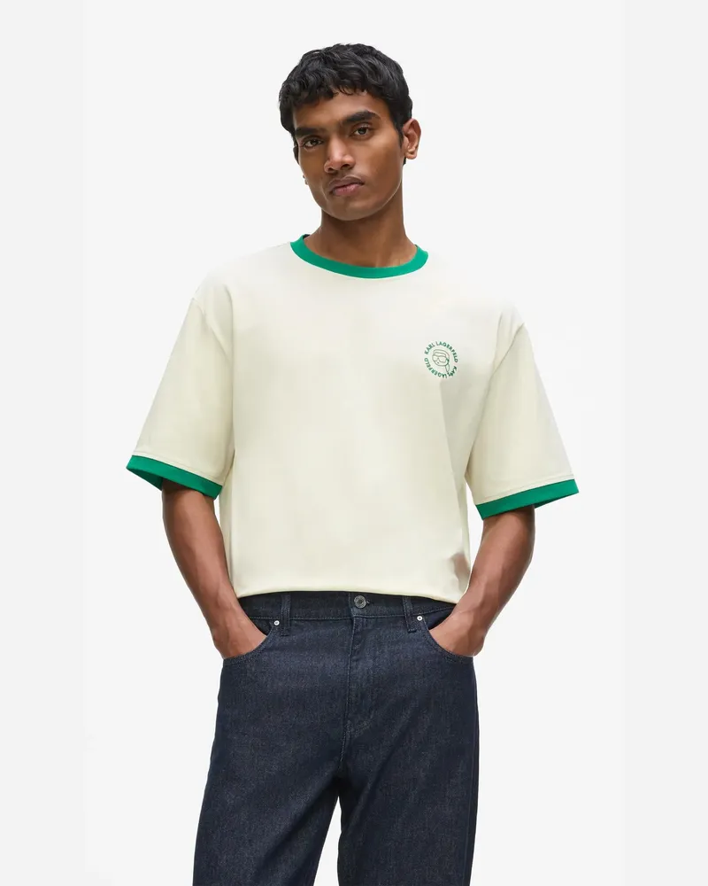 Karl Lagerfeld Ikon T-shirt Mit Circle-logo, Herren, Cannoli Creme, Größe Cannoli