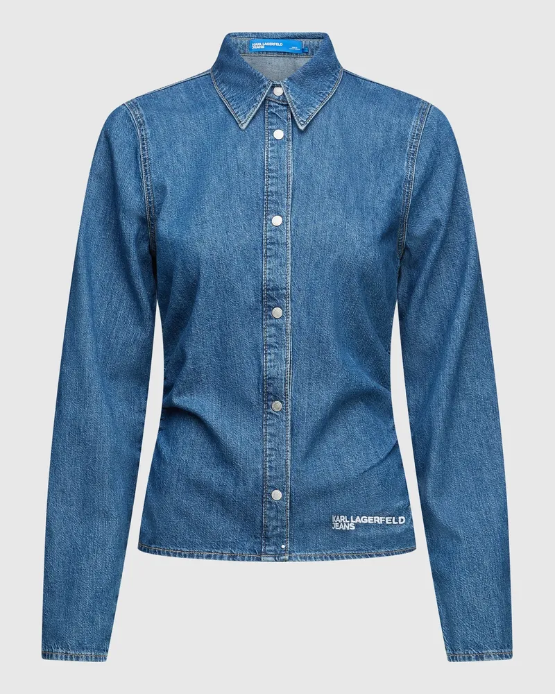 Karl Lagerfeld Jeanshemd Mit Raffungen, Damen, Wald-schwarz-sedona, Größe Wald-schwarz-sedona