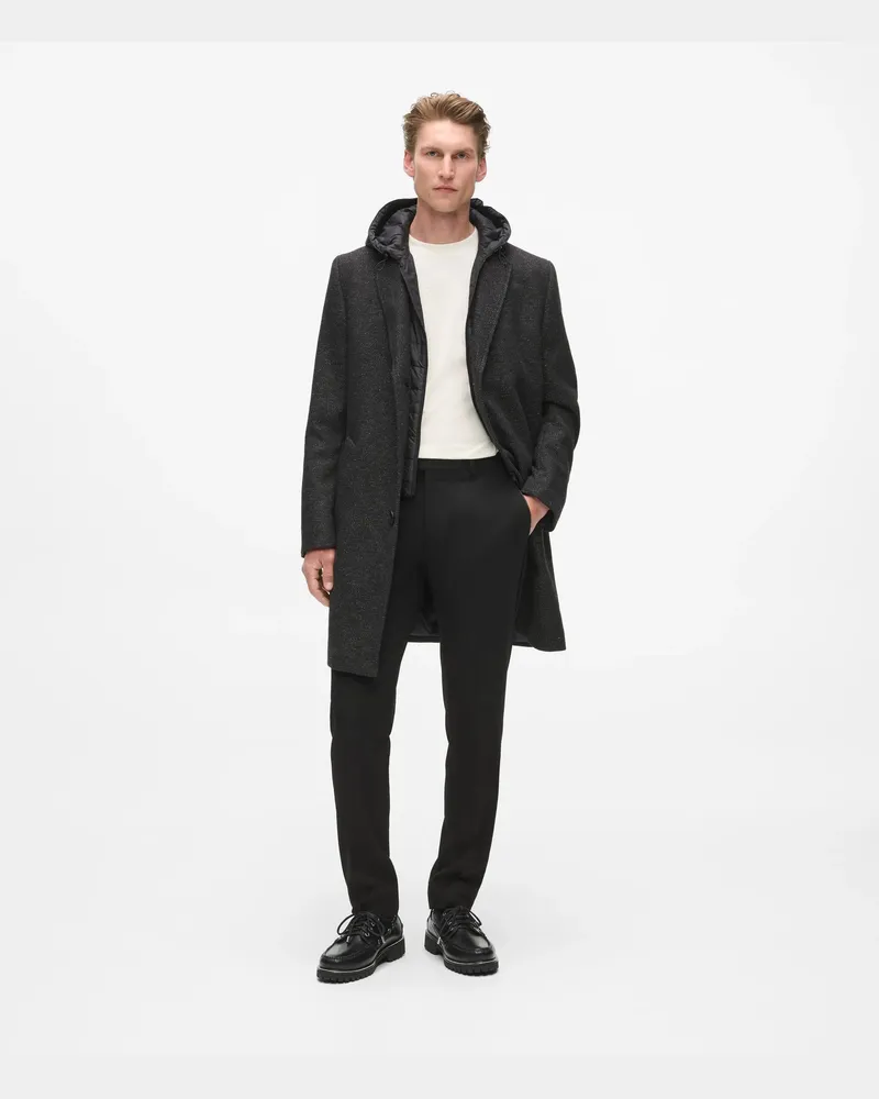 Karl Lagerfeld Wandelbarer Mantel Aus Wollmischgewebe, Herren, Schwarz/weiss, Größe Schwarz