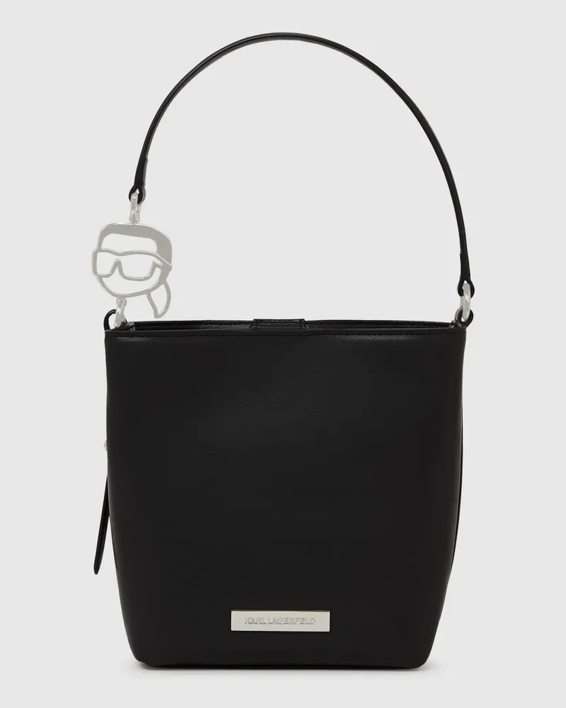 Karl Lagerfeld Ikon Glatte Bucket Bag, Damen, Schwarz, Größe Schwarz