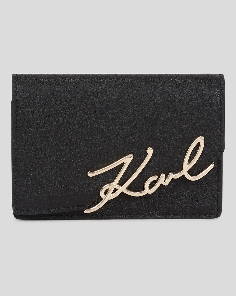 Karl Lagerfeld K/signature Kleines Portemonnaie, Frau, Schwarz/Gold, Größe Schwarz