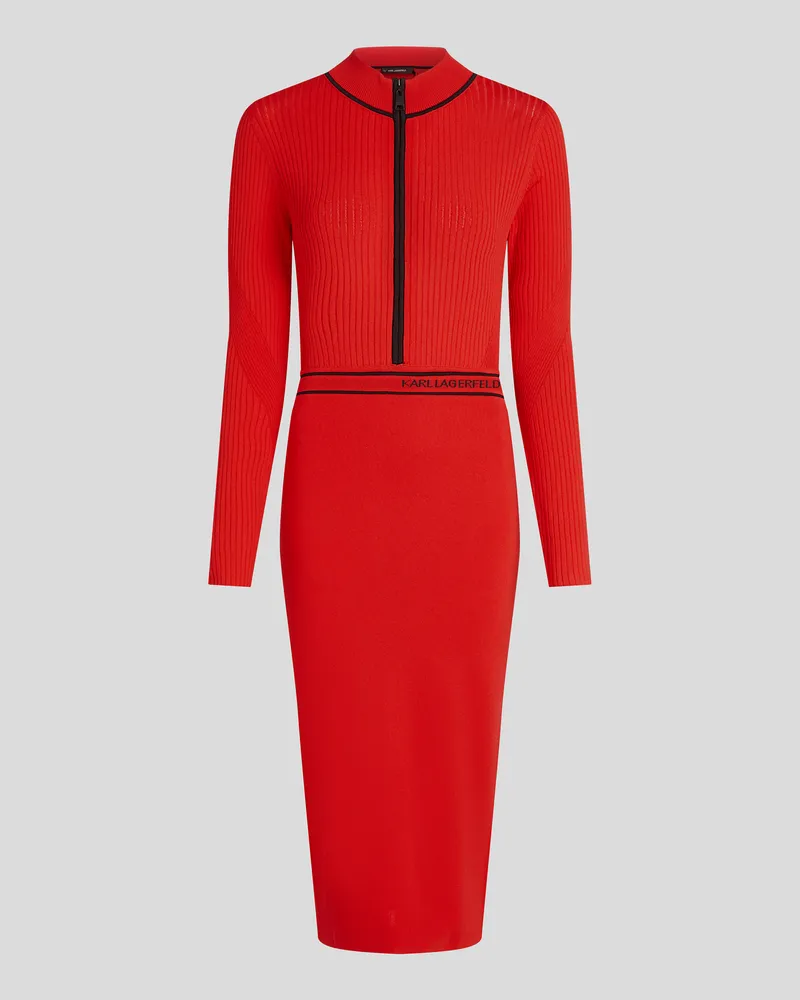 Karl Lagerfeld Strickkleid Mit Logo, Frau, Racing Red, Größe Racing