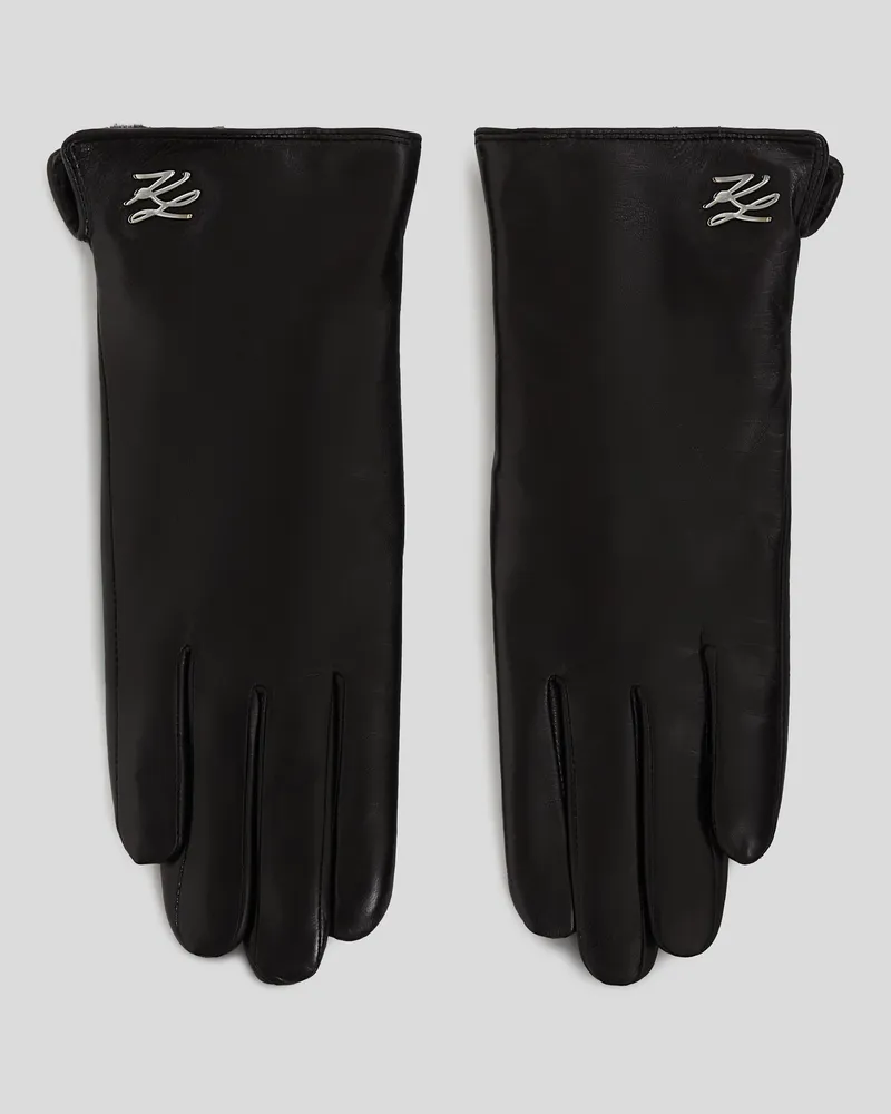 Karl Lagerfeld K/autograph lederhandschuhe, Frau, Schwarz, Größe Schwarz