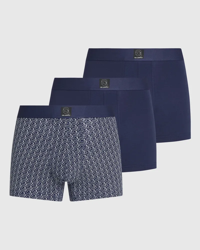 Karl Lagerfeld Boxershorts Mit Ikon-aufnäher - 3er-pack, Herren, Ikon All Over Print-peacoat, Größe Ikon