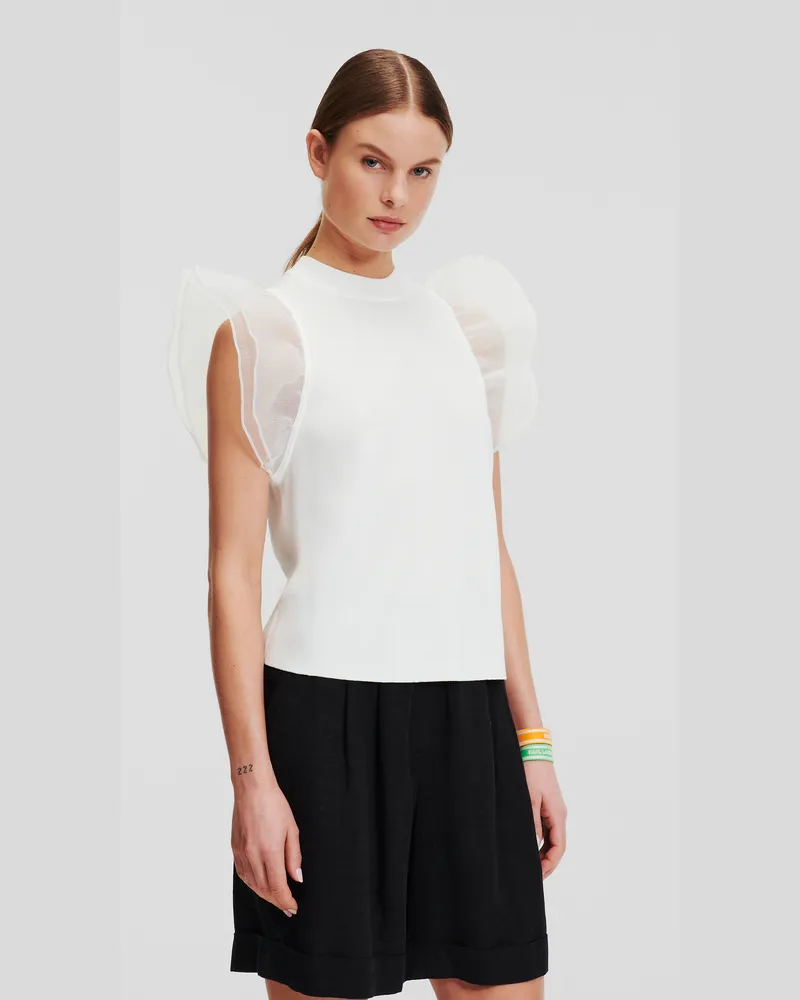 Karl Lagerfeld Top Mit Puffärmeln, Frau, Weiss, Größe Weiss