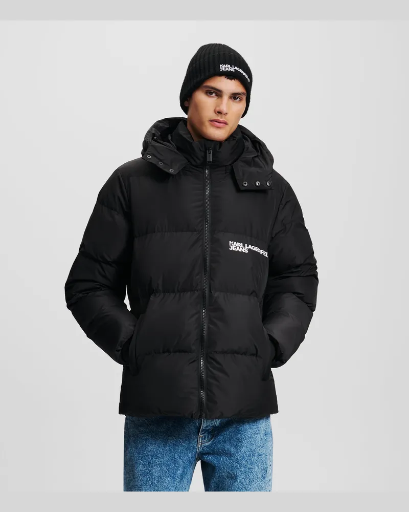 Karl Lagerfeld Pufferjacke Mit Kapuze, Mann, Schwarz, Größe Schwarz