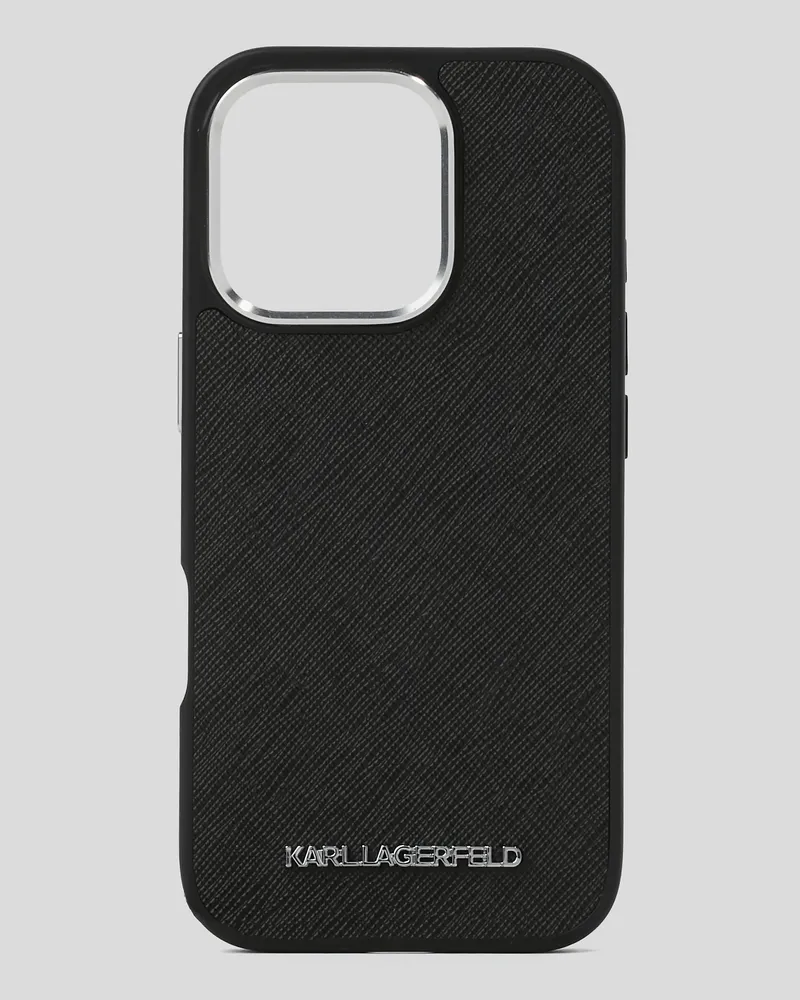 Karl Lagerfeld Hülle Für Iphone 16 Pro Mit Logo, Frau, Schwarz, Größe Schwarz