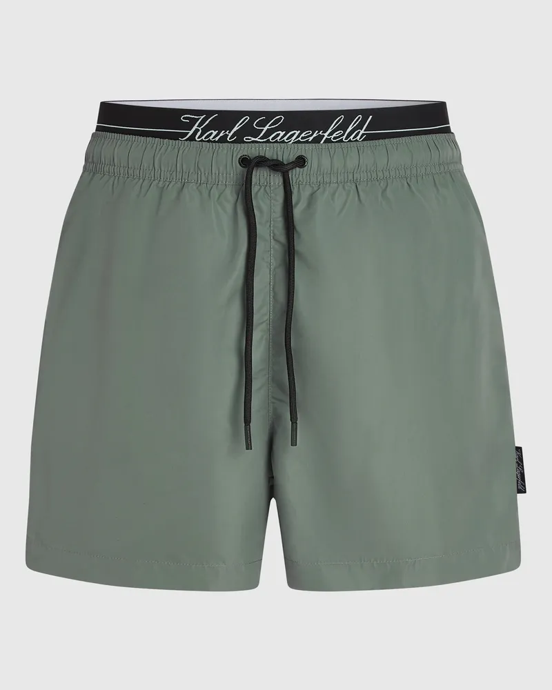 Karl Lagerfeld Boardshorts Mit Doppeltem Bund, Male, Magnet, Size Green