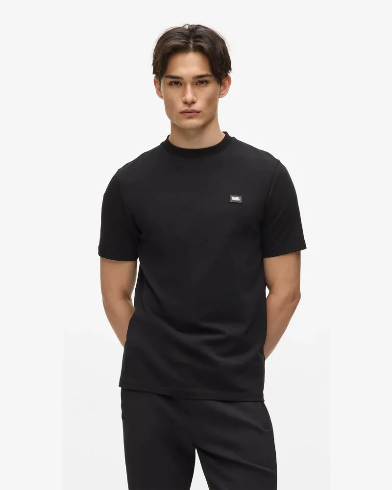 Karl Lagerfeld T-shirt Mit Logoaufnäher, Herren, Schwarz, Größe Schwarz