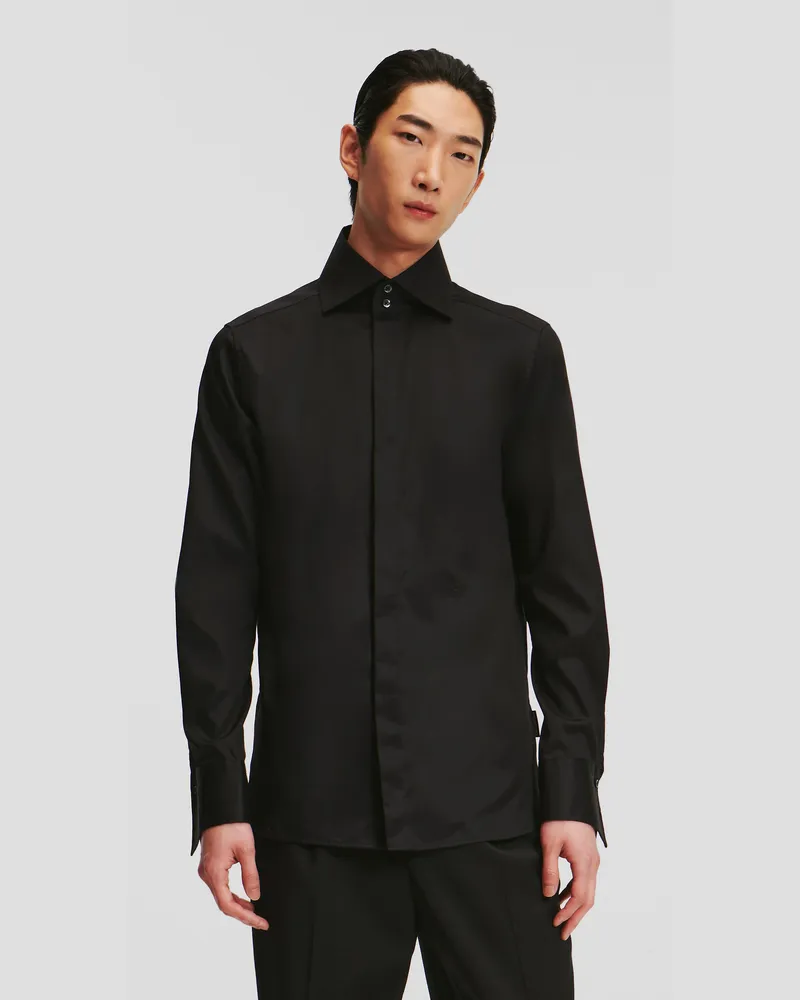 Karl Lagerfeld Essential Karl-hemd, Herren, Schwarz, Größe: 44 Schwarz