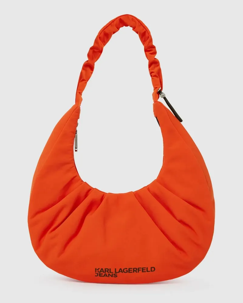 Karl Lagerfeld Geraffte Hobo-tasche, Damen, Schwarze Streifen, Größe Schwarze