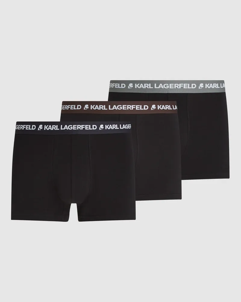 Karl Lagerfeld Boxershorts Mit Logo – 3er-set, Herren, Gebleichtes Karomuster, Schwarz, Allover-print, Größe Gebleichtes