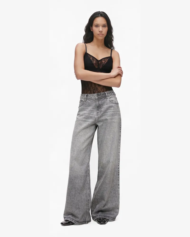 Karl Lagerfeld Jeans Mit Niedriger Taille Und Weitem Bein, Female, Hellgrau, Size Grey