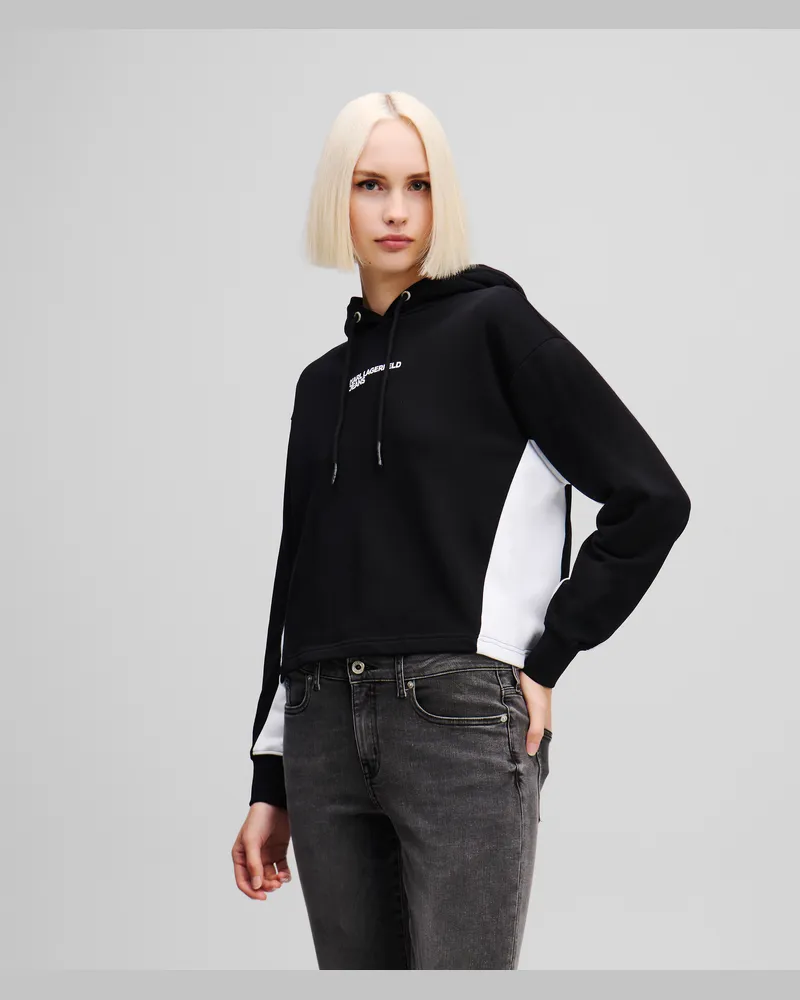 Karl Lagerfeld Kapuzenpullover In Farbblock-optik, Frau, Schwarz/Weiss, Größe Schwarz