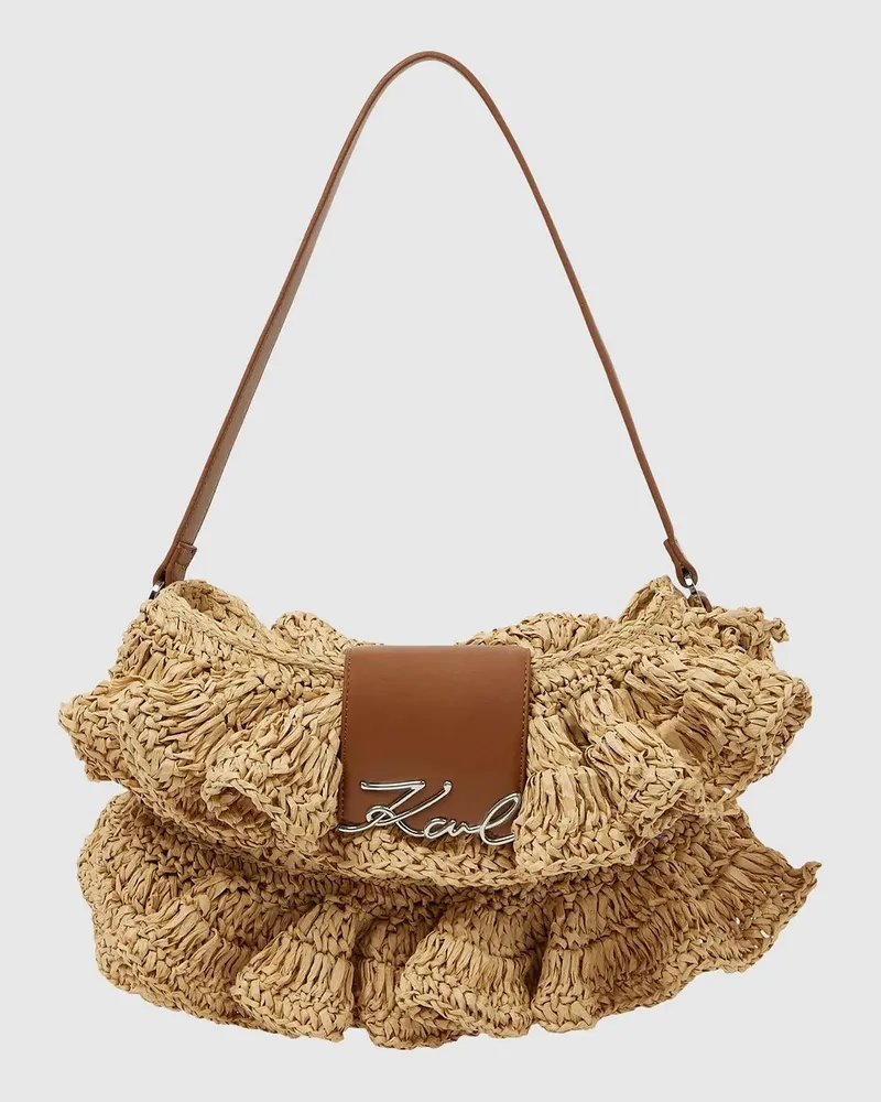 Karl Lagerfeld K/signature Schultertasche Mit Rüschen, Damen, Naturbraun, Größe Naturbraun