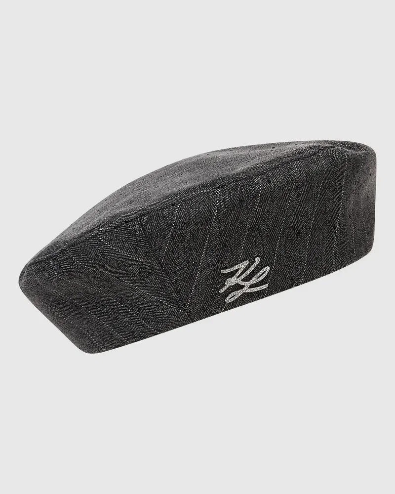 Karl Lagerfeld K/autograph Baskenmütze Mit Nadelstreifen, Damen, Grau Melang, Größe Grau