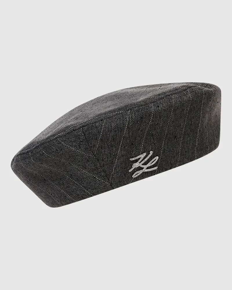 Karl Lagerfeld K/autograph Baskenmütze Mit Nadelstreifen, Damen, Grau Melang, Größe Grau