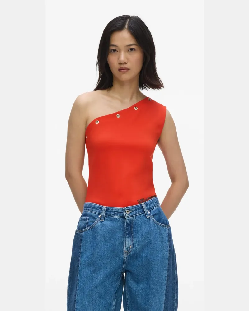 Karl Lagerfeld One-shoulder-top, Damen, Hochrisiko Rot, Größe Hochrisiko