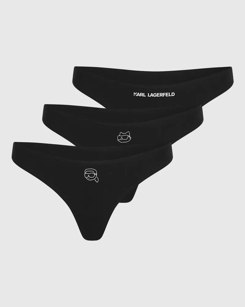 Karl Lagerfeld Ikon Glitzer-tanga – 3er-set, Damen, Schwarz, Größe Schwarz
