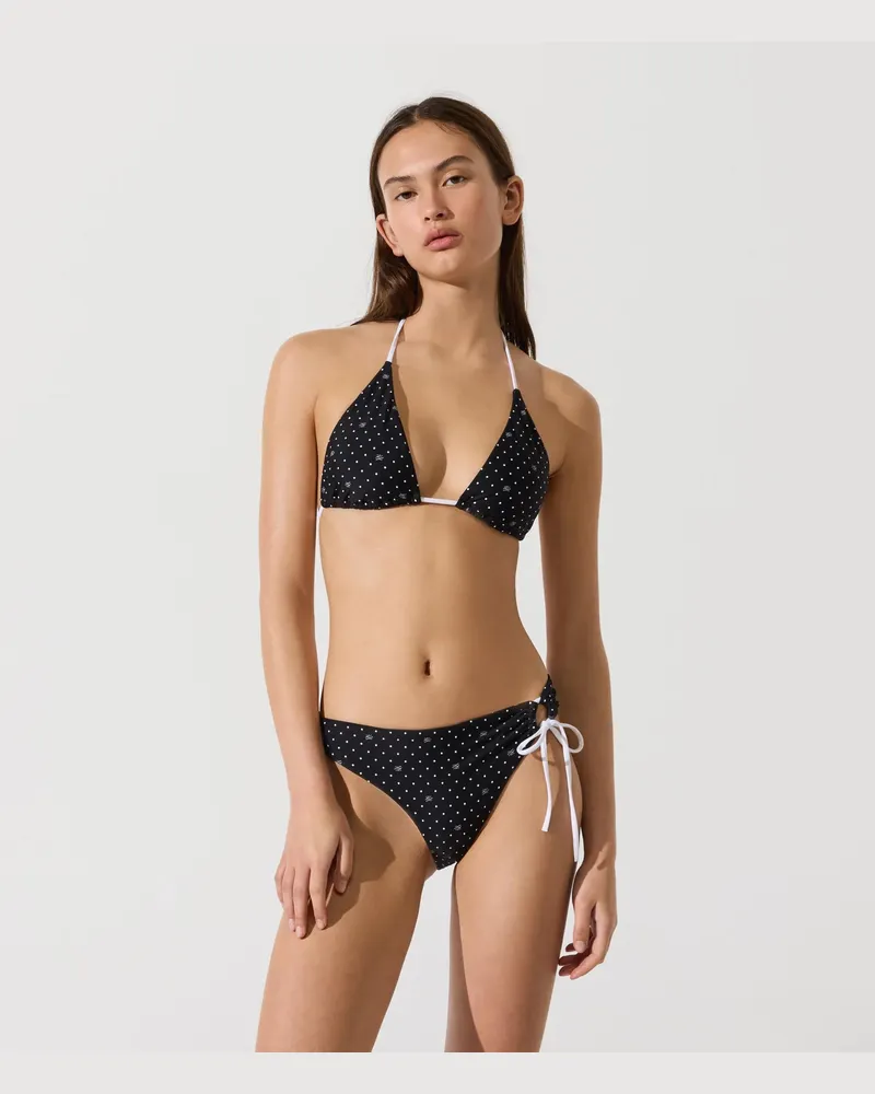 Karl Lagerfeld Triangel-bikini-top Mit Polka-dots, Damen, Schwarz Mit Weißen Punkten, Größe Schwarz