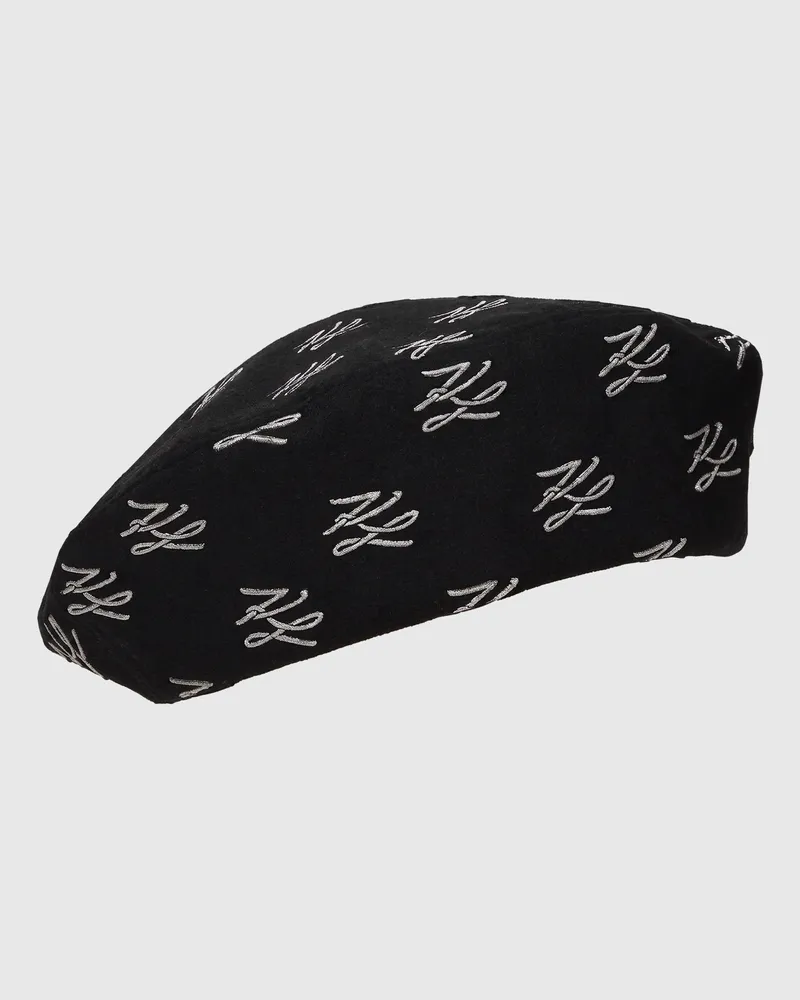 Karl Lagerfeld K/autograph Glitzer-barett, Female, Schwarz, Size Black