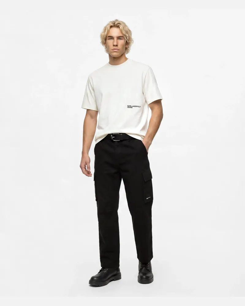 Karl Lagerfeld Cargohose Aus Beschichteter Baumwolle, Herren, Schwarz, Größe Schwarz