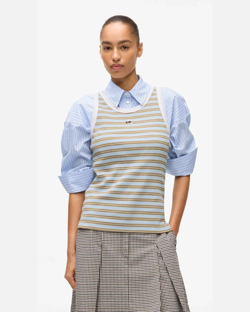 Karl Lagerfeld Ikon Gestreiftes Tanktop, Female, Honey Beige-kentucky, Size Multicoloured