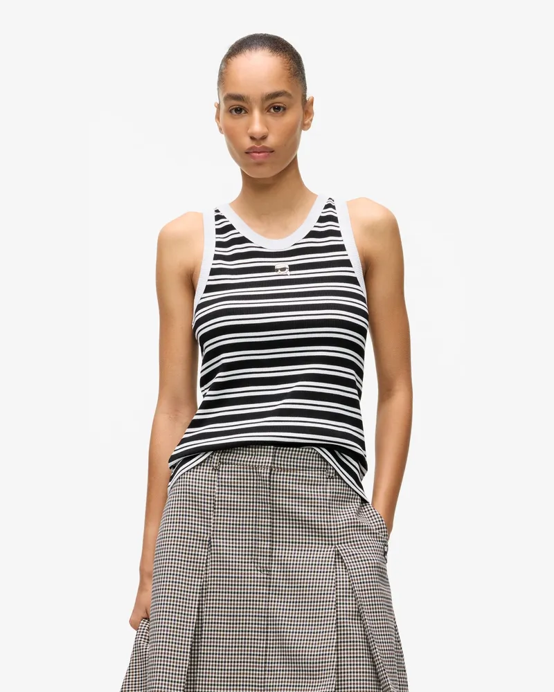 Karl Lagerfeld Ikon Gestreiftes Tanktop, Female, Honey Beige-kentucky, Size Multicoloured