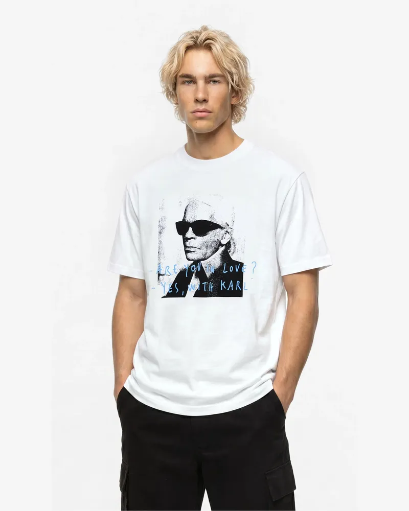 Karl Lagerfeld Klj X Pietro Terzini Entspanntes Karl T-shirt, Herren, Weiss, Größe Weiss