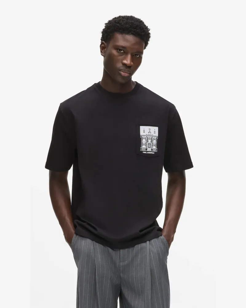 Karl Lagerfeld Maison De Karl T-shirt Mit Tasche, Male, Schwarz, Size Black
