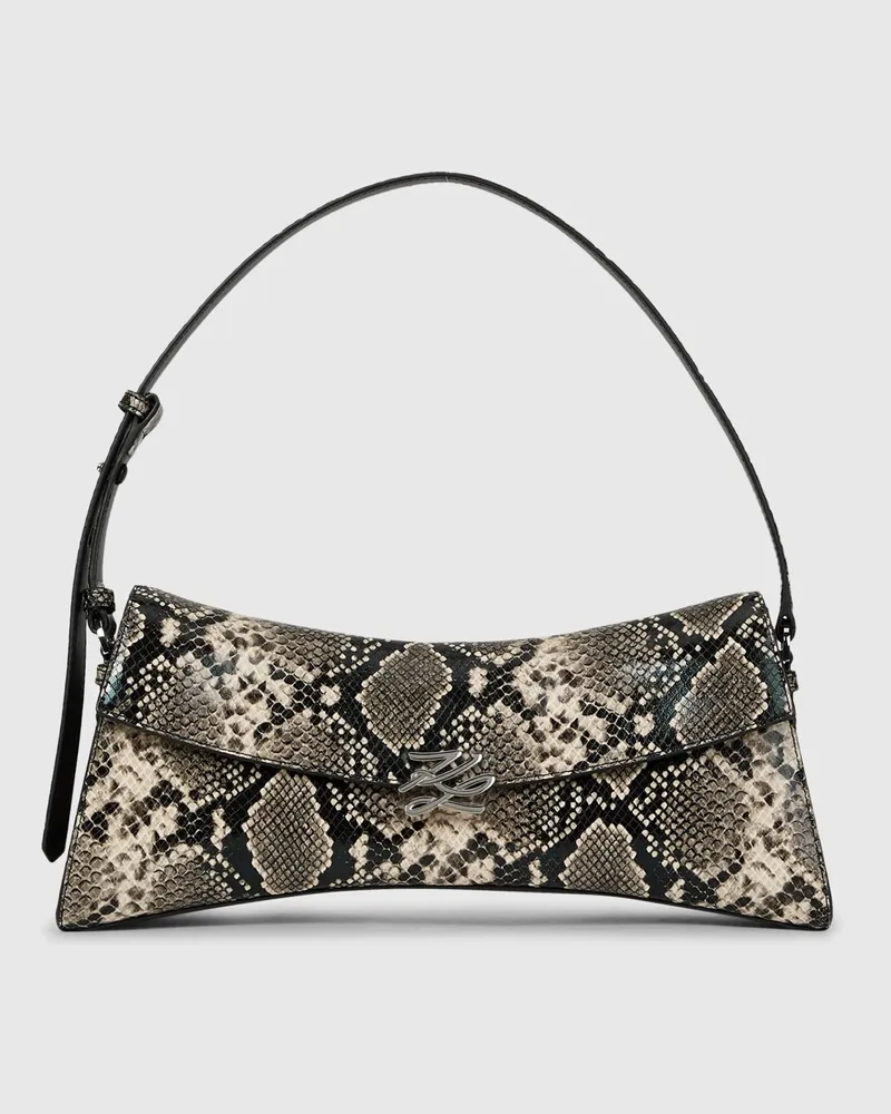 Karl Lagerfeld K/autograph Twist Python-schultertasche, Damen, Natural Snake All Over Print, Größe Natural