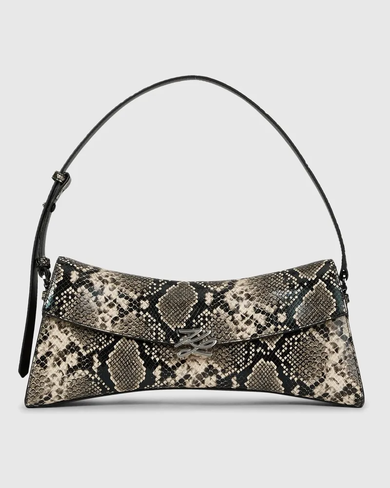 Karl Lagerfeld K/autograph Twist Python-schultertasche, Damen, Natural Snake All Over Print, Größe Natural